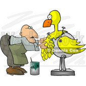 Male Taxidermist Working On a Big Yellow Bird Clipart © djart #5128