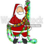 Santa Decorating with a Garland with Colorful Christmas Lightbulbs Clipart © djart #5180