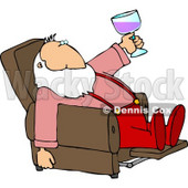 Relaxed Santa Drinking Wine In His Favorite Recliner Chair Clipart © djart #5181