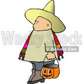 Boy Wearing Halloween Sombrero Costume While Trick-or-treating Clipart © djart #5219