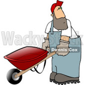 Man Pushing an Empty Wheelbarrow Clipart © djart #5233