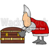 Soldier Opening a Wooden Treasure Chest Clipart Illustration © djart #5257