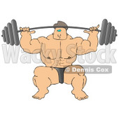 Strong Bodybuilder Lifting Heavy Weights Clipart Illustration © djart #5492