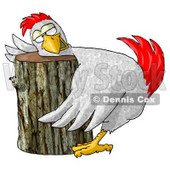Funny Chicken On a Chopping Block Clipart Illustration © djart #5503