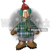 Cold Man Standing Outside While It's Snowing Clipart Illustration © djart #5716