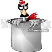 Disguised Anthropomorphic Chicken Standing In a Chef's Cooking Pot Clipart Picture © djart #5903