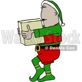 Elf Carrying a Christmas Toy in a Box Clipart Picture © djart #5933