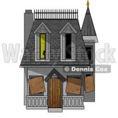 Boarded-up Haunted House Clipart Picture © djart #5945