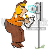 Electric Meter Reader Writing Down Electricity Usage Clipart Picture © djart #5947