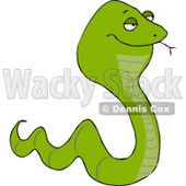 Venomous Green Snake Tasting the Air with its Tongue Clipart Picture © djart #5959