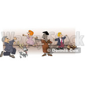 People Walking Their Dogs at a Dog Show Clipart Picture © djart #5964