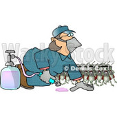 Humorous Bugs Watching a Pest Control Exterminator Test a Chemical Pesticide Substance Clipart Picture © djart #5967