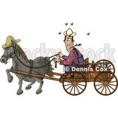 Horse Pulling a Farmer On a Wagon Clipart Picture © djart #5970