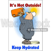 Royalty-Free (RF) Clipart Illustration of a Thirsty Worker Man Holding Up A Water Cooler © djart #59717