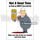 Royalty-Free (RF) Clipart Illustration of a Bleeding Man Trying To Find The Right First Aid Products © djart #59725