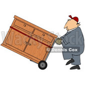 Royalty-Free (RF) Clipart Illustration of a Worker Man Delivering A Dresser On A Dolly © djart #59738