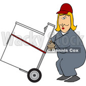 Royalty-Free (RF) Clipart Illustration of a Worker Woman Delivering A Dryer On A Dolly © djart #59741