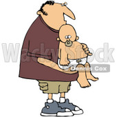 Royalty-Free (RF) Clipart Illustration of a Father Standing And Carrying His Baby © djart #59744