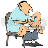 Royalty-Free (RF) Clipart Illustration of a Father Sitting In A Chair And Feeding His Baby © djart #59747
