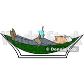Royalty-Free (RF) Clipart Illustration of a Male Worker Holding A Beverage And Relaxing In A Hammock © djart #59759