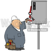 Royalty-Free (RF) Clipart Illustration of a Worker Guy Reading An Electrical Tag © djart #59766