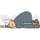 Royalty-Free (RF) Clipart Illustration of a Worker Man With A Bad Back, Crawling On The Ground © djart #59774