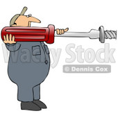 Royalty-Free (RF) Clipart Illustration of a Male Worker Using A Large Screwdriver © djart #59778