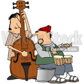 Royalty-Free (RF) Clipart Illustration of a Jazz Group Playing A Bass And Bongos © djart #59780