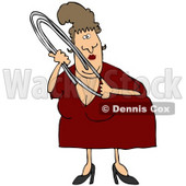 Royalty-Free (RF) Clipart Illustration of a Chubby Middle Aged Woman Holding A Large Paper Clip © djart #59789