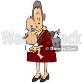 Royalty-Free (RF) Clipart Illustration of a Mother Carrying A Diaper Bag And A Baby © djart #59790