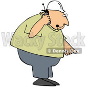 Royalty-Free (RF) Clipart Illustration of a Bossy Contractor Talking On A Phone And Pointing Down © djart #59809