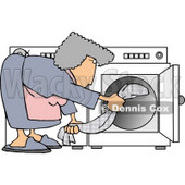 Housewife Putting Wet Clothes Into a Dryer Clipart Picture © djart #6019