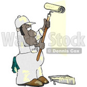 African American Man Using a Roller Brush While Painting a Wall Clipart © djart #6034