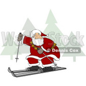 Santa Claus Snow Skiing Clipart Picture © djart #6081