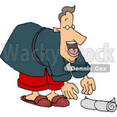 Happy Man Picking Up the Morning Newspaper Clipart Picture © djart #6094