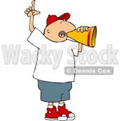 Man Yelling Through Megaphone and Pointing Finger Up Clipart Picture © djart #6101