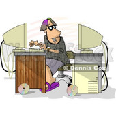 Male Programmer Trying to Hack Into Computer Clipart Picture © djart #6183