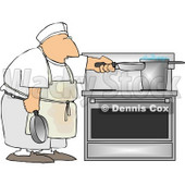 Short Order Cook Heating Food On a Stove Clipart Picture © djart #6206