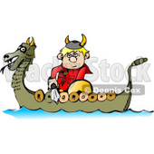 Viking Boy Traveling in a Dragon Boat While Armed with a Sword Clipart Picture © djart #6223