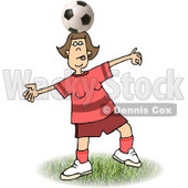 Girl Balancing a Soccer Ball on Top of Her Head Clipart Picture © djart #6248