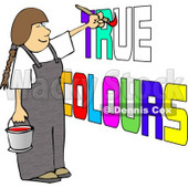 Female Painter Painting True Colours on a Wall Clipart Picture © djart #6253