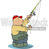 Man Wading in Water While Fishing Clipart Picture © djart #6265
