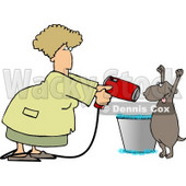 Dog Being Dried by a Female Dog Groomer Clipart Picture © djart #6274
