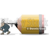 Man Pulling an Oversized Pencil Clipart Picture © djart #6291