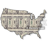 Royalty-Free (RF) Clipart Illustration of a USA Map With a Ten Dollar Bill Pattern © djart #62955