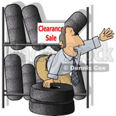 Salesman Trying to Sell Tires On Clearance Clipart Picture © djart #6305
