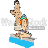 Swimmers Beside a Pool Clipart Picture © djart #6308