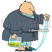 Obese Man with a Medical Condition that Requires the use of a Catheter and Urine Bag Clipart Picture © djart #6309