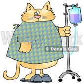 Orange Tabby Cat With an IV Dispenser in a Hospital Clipart Picture © djart #6322