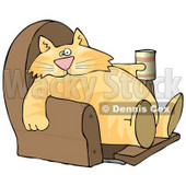 Funny Human-like Cat Sitting On a Recliner Chair with a Can of Beer Clipart Picture © djart #6336